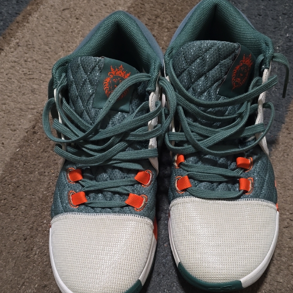 Vibrant Green and Orange Kids Sneakers